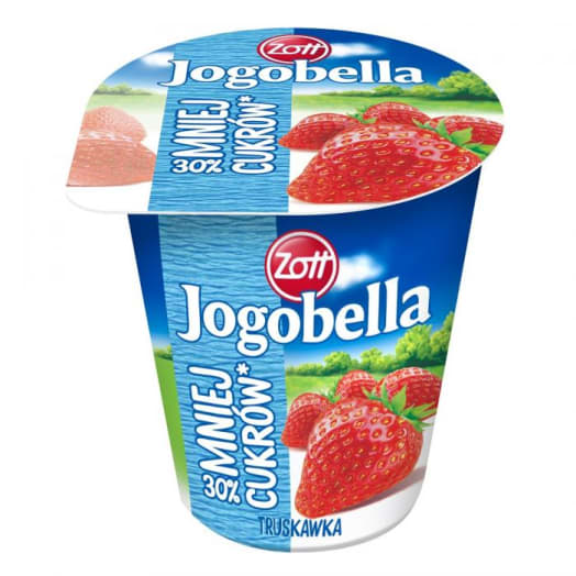 ZOTT Jogobella 30% mniej cukrów Jogurt truskawkowy