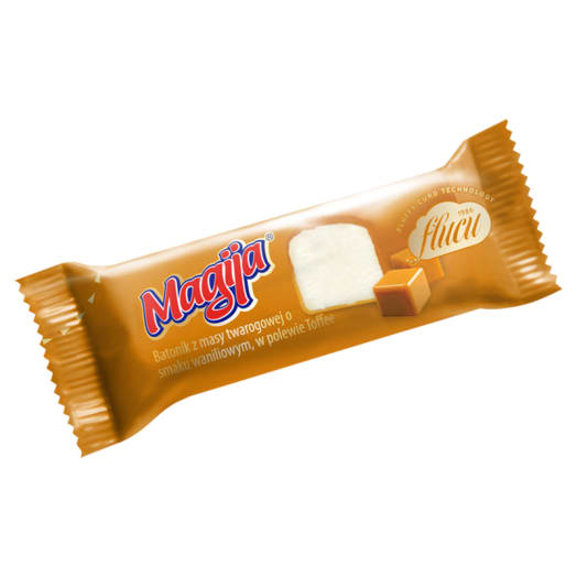 MAGIJA Batonik z masy twarogowej o smaku waniliowym w polewie toffee