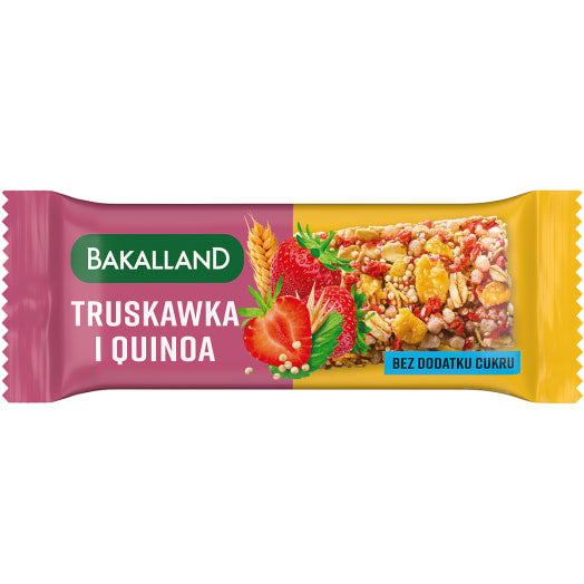 BAKALLAND Baton 5 zbóż Truskawka & Quinoa