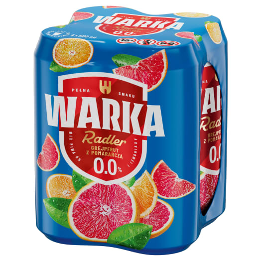 WARKA Radler GREJPFRUT Z POMARAŃCZĄ Piwo bezalkoholowe 4x500ml (puszka)